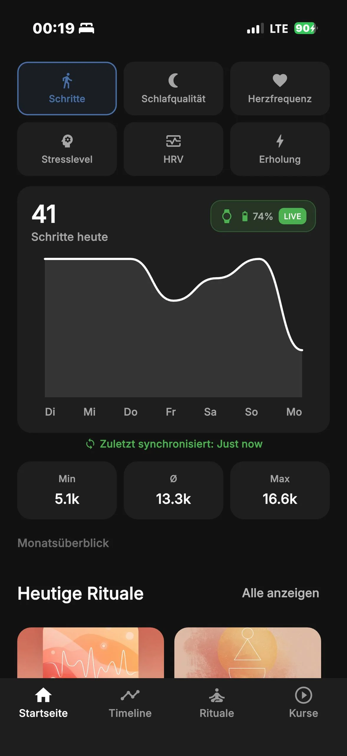 FITprofil-App: Übersicht über HRV, Stress, Erholung