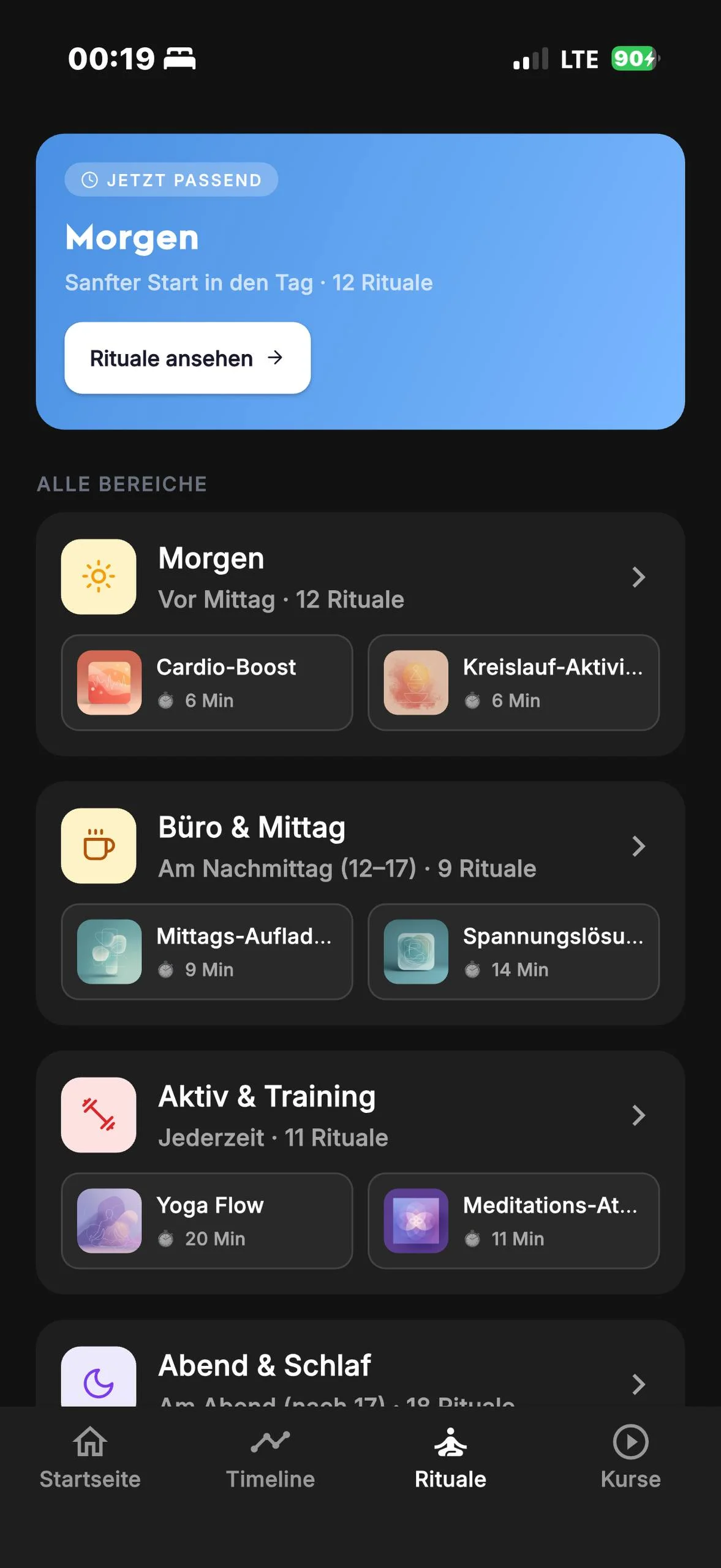 FITprofil App: Rituale nach Tageszeit